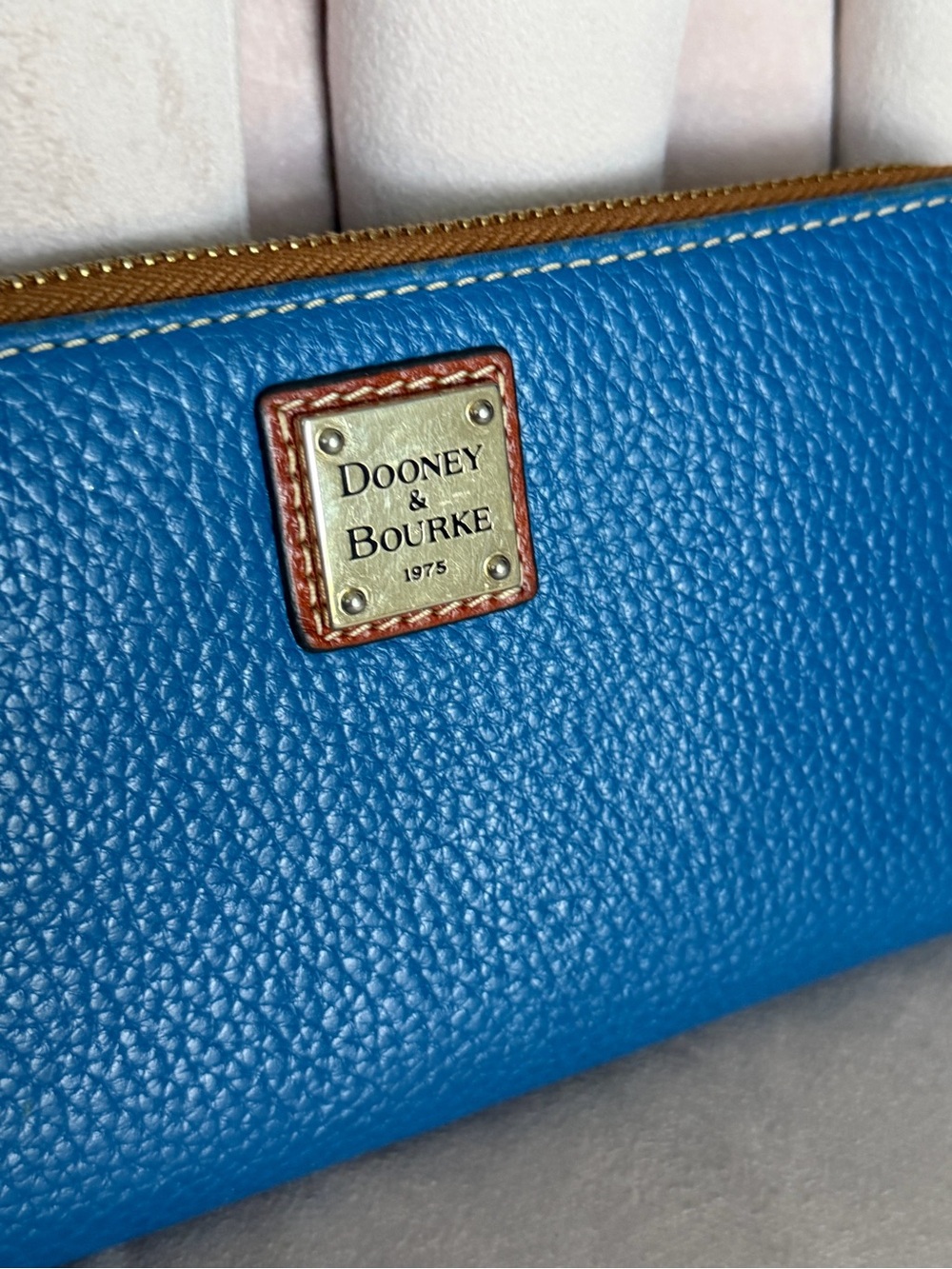 Dooney & Bourke Pebble Leather Zip Wallet in Blue - Picture 3 of 16